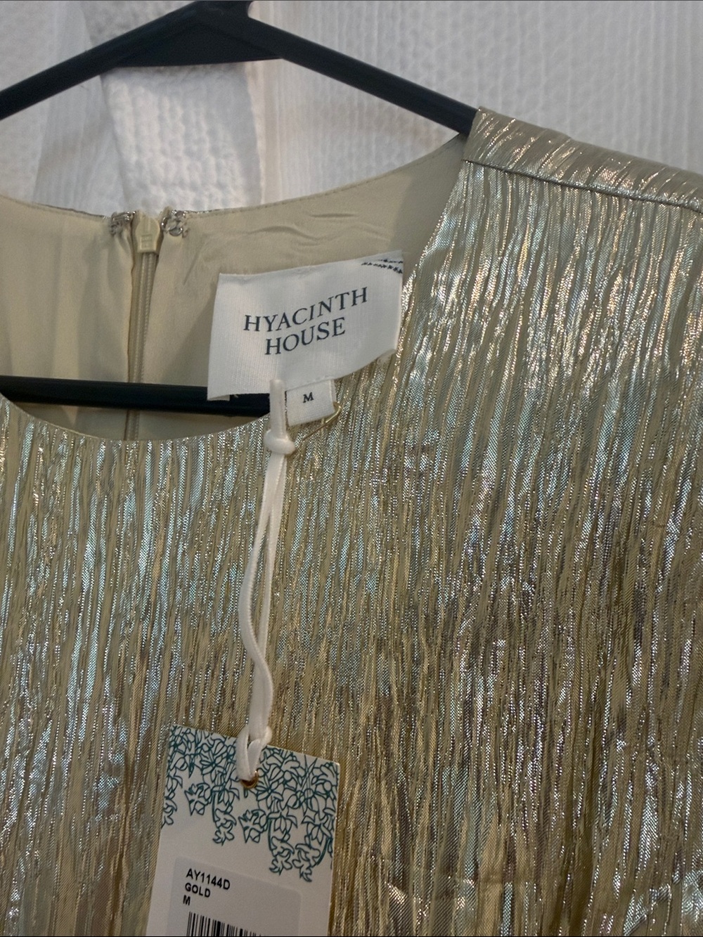 Gold Metallic Tie-Waist Mini Dress - Picture 9 of 16